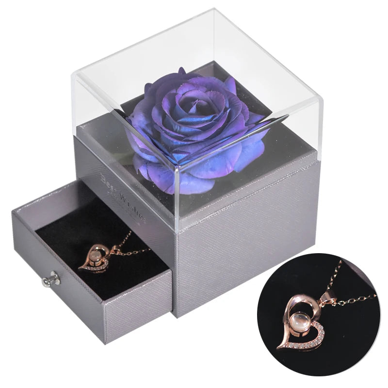 Rosa Eterna Oficial | Joyero con Collar “Te Amo” en 100 Idiomas