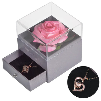 Rosa Eterna Oficial | Joyero con Collar “Te Amo” en 100 Idiomas