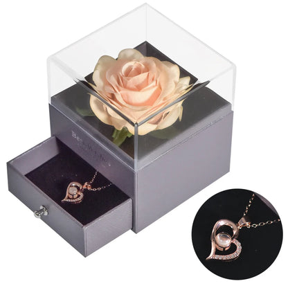 Rosa Eterna Oficial | Joyero con Collar “Te Amo” en 100 Idiomas