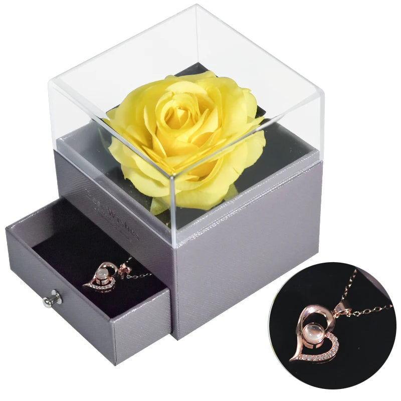 Rosa Eterna Oficial | Joyero con Collar “Te Amo” en 100 Idiomas
