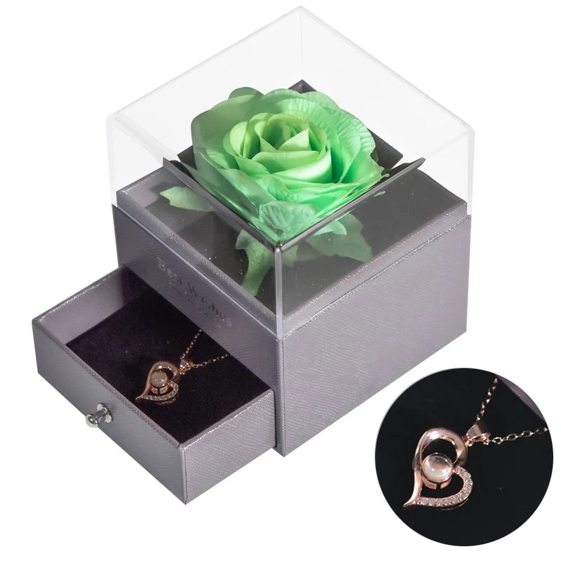 Rosa Eterna Oficial | Joyero con Collar “Te Amo” en 100 Idiomas