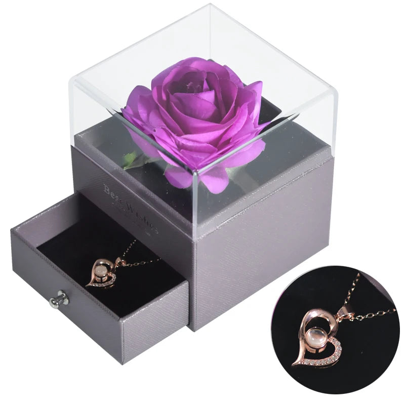 Rosa Eterna Oficial | Joyero con Collar “Te Amo” en 100 Idiomas