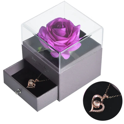 Rosa Eterna Oficial | Joyero con Collar “Te Amo” en 100 Idiomas