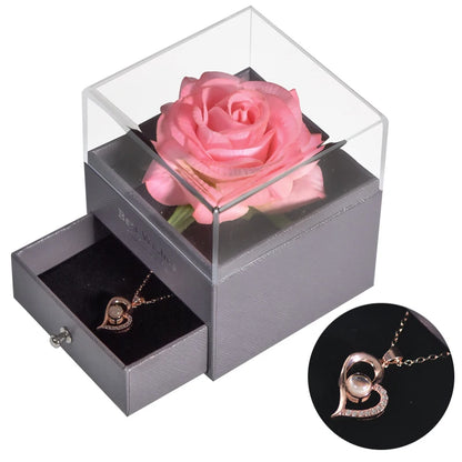 Rosa Eterna Oficial | Joyero con Collar “Te Amo” en 100 Idiomas