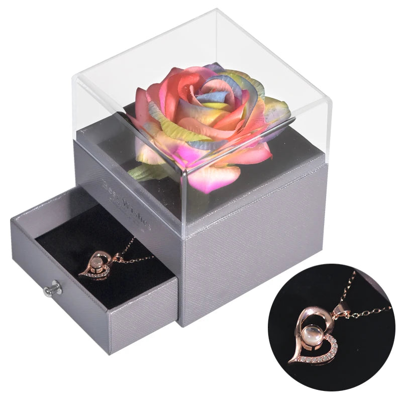 Rosa Eterna Oficial | Joyero con Collar “Te Amo” en 100 Idiomas