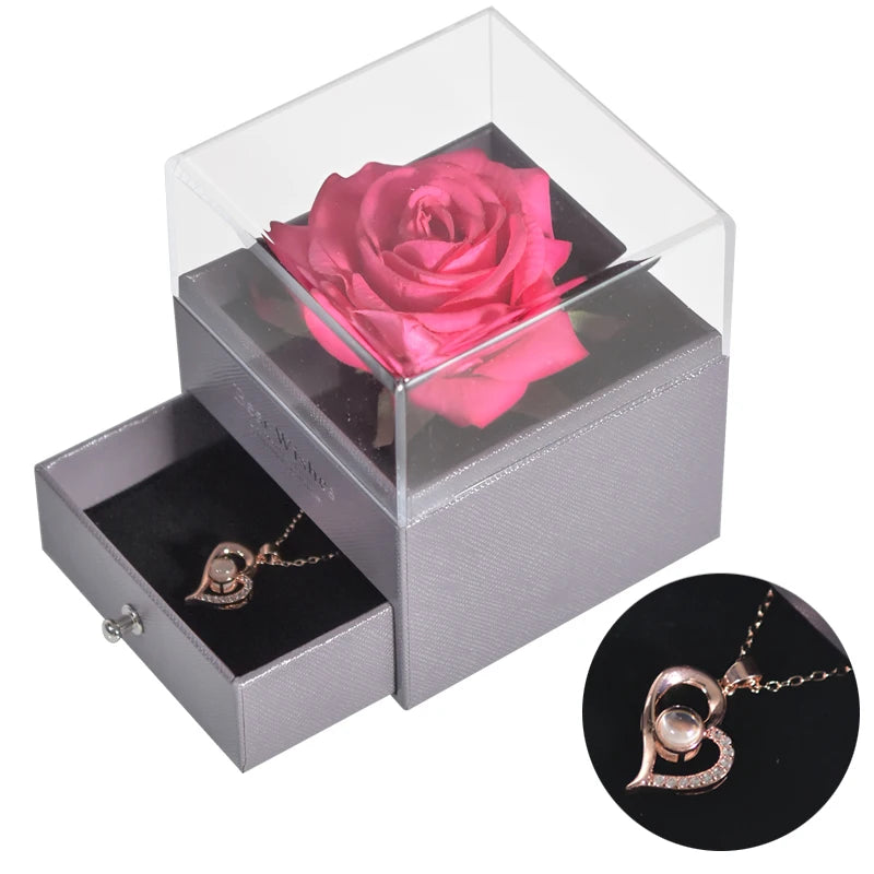 Rosa Eterna Oficial | Joyero con Collar “Te Amo” en 100 Idiomas